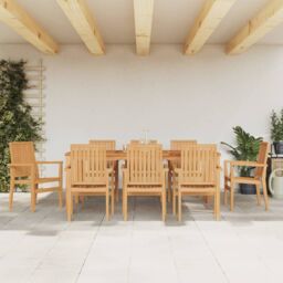 Berkfield Home Stackable Garden Chairs 8 pcs 56.5x57.5x91 cm Solid Wood Teak in Brown