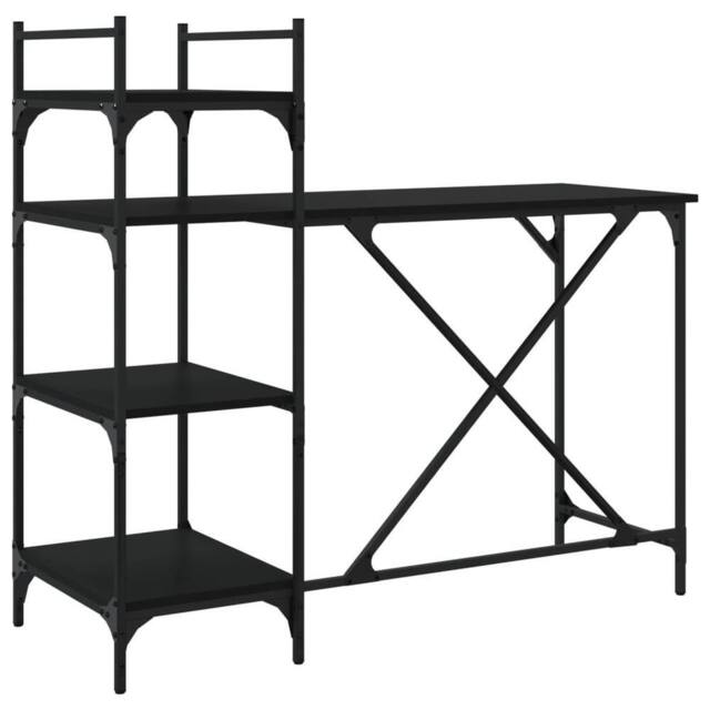 Berkfield Home Computer Desk with Shelves Black 120x47x109 cm - Size: 120 x 47 x 109 cm - image 1