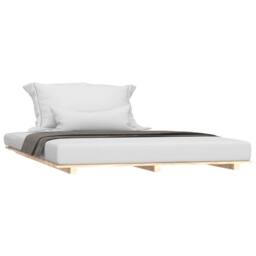 Berkfield Home Beautiful Bed Frame 120x200 cm Solid Wood Pine in Natural - Size: Small Double - thumbnail 1