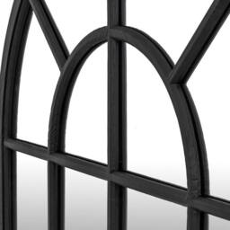 Lemon Pavilion Furniture and Decor Black Wood Arched Window Mirror - Glass - L2 x W135 x H90 cm - Black - thumbnail 4