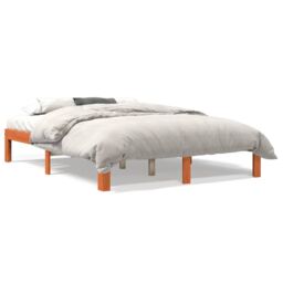 Berkfield Home Bed Frame without Mattress Wax Brown 135x190 cm Double Solid Wood Pine - thumbnail 2