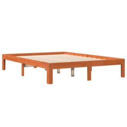 Berkfield Home Bed Frame without Mattress Wax Brown 135x190 cm Double Solid Wood Pine - thumbnail 3