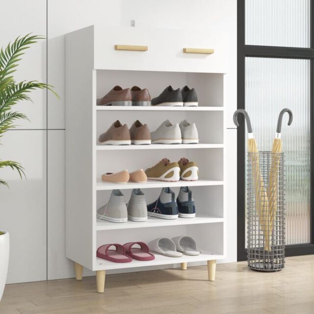 Berkfield Home Shoe Cabinet White 60x35x105 cm Engineered Wood - Size: 60 x 35 x 105 cm - image 1