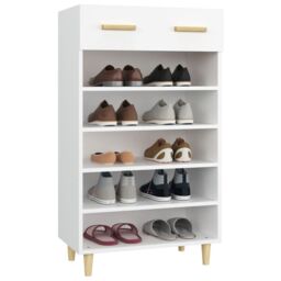Berkfield Home Shoe Cabinet White 60x35x105 cm Engineered Wood - Size: 60 x 35 x 105 cm - thumbnail 4