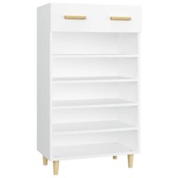 Berkfield Home Shoe Cabinet White 60x35x105 cm Engineered Wood - Size: 60 x 35 x 105 cm - thumbnail 2