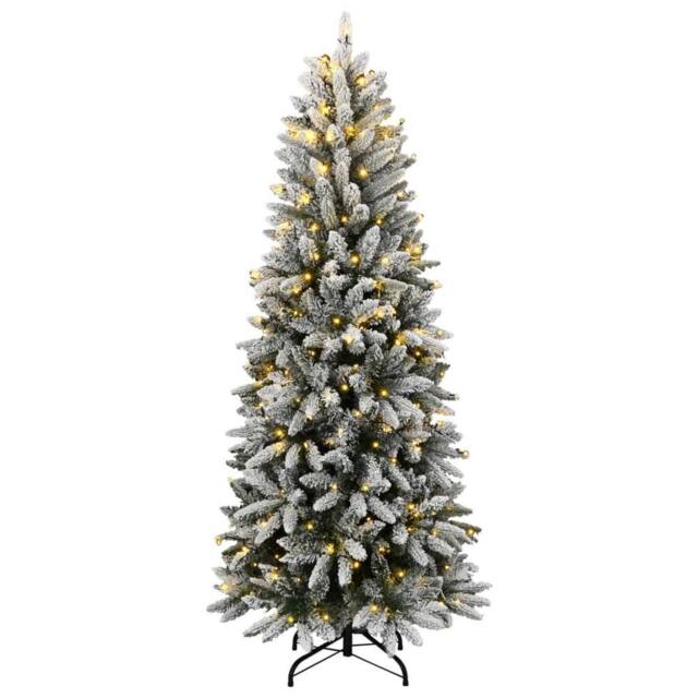 Berkfield Home Artificial Christmas Tree 300 LEDs & Flocked Snow 180 cm in Green - image 1