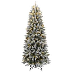 Berkfield Home Artificial Christmas Tree 300 LEDs & Flocked Snow 180 cm in Green