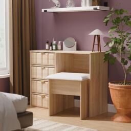 Ready Assembled 2 U Metro 4 Drawer Vanity (Ready Assembled) in Light Oak - Size: Medium - thumbnail 1