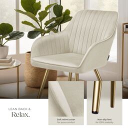 tectake Dining Chair Marilyn Set Of 4 - Cream/Gold in Cream - Size: 4 Pack - thumbnail 4