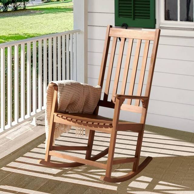 Wyld and Coco Rustic Acacia Rocking Chair Light Brown 66 x 77 x 110 cm - image 1
