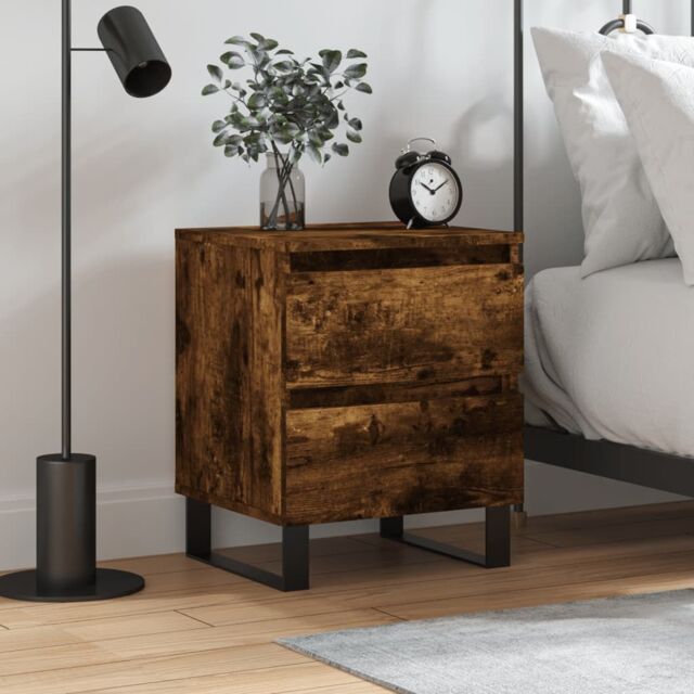 Berkfield Home Bedside Cabinet Smoked Oak 40x35x50 cm Engineered Wood in Brown - Size: 40 x 35 x 50 cm - image 1