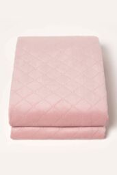Homescapes Diamond Quilted Velvet Throw in Pink - Size: 150 cm x 200 cm - thumbnail 2