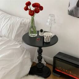 Havendro Vintage Round Metal Side Table Nightstand Black - Size: 100 cm x 100 cm - thumbnail 4