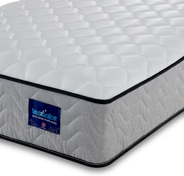 Bedzonline 4FT6 Orthopaedic Memory Foam Spring Mattress - Supreme Comfort, Rejuvenating Spine Support in Grey - Size: Double - image 1