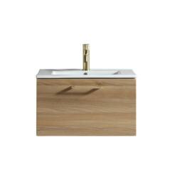 Bathroom Kingdom Piatta Oak Wall Hung Basin Drawer Vanity 600mm - thumbnail 3