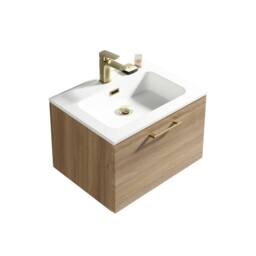 Bathroom Kingdom Piatta Oak Wall Hung Basin Drawer Vanity 600mm - thumbnail 1