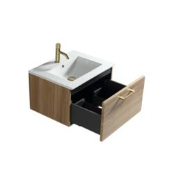 Bathroom Kingdom Piatta Oak Wall Hung Basin Drawer Vanity 600mm - thumbnail 2