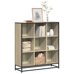 Berkfield Home Modern Bookcase Sonoma Oak 97.5x33x107.5 cm Engineered Wood & Metal in Light Brown - thumbnail 2