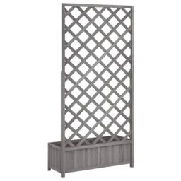 Berkfield Home Planter with Trellis Grey Solid Wood Fir - thumbnail 6