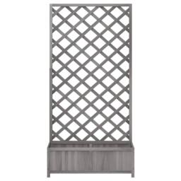 Berkfield Home Planter with Trellis Grey Solid Wood Fir - thumbnail 4