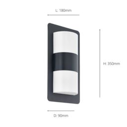 Eglo Cistierna Metal IP44 Outdoor Wall Light in Dark Grey - thumbnail 3