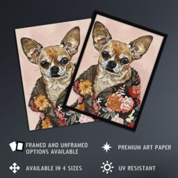 "Artery8 Dog Lover Chihuahua With Floral Fur Coat Wall Art Print in Pink - Size: W18"" x H24""" - thumbnail 2