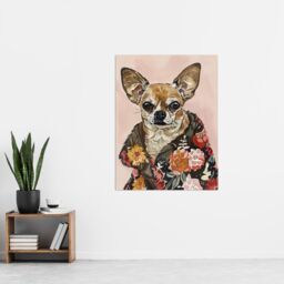 "Artery8 Dog Lover Chihuahua With Floral Fur Coat Wall Art Print in Pink - Size: W18"" x H24""" - thumbnail 4
