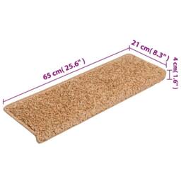 Berkfield Home Decorative Carpet Stair Treads 15 pcs 65x21x4 cm Beige - Size: Medium - thumbnail 8