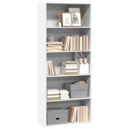 Berkfield Home Book Cabinet White 80x30x189 cm Engineered Wood - Size: 80 x 30 x 189 cm - thumbnail 3