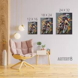 "Artery8 Dirt Bike Sport Motocross Paint Splat Canvas Wall Art Print - Size: W24"" x H32""" - thumbnail 4