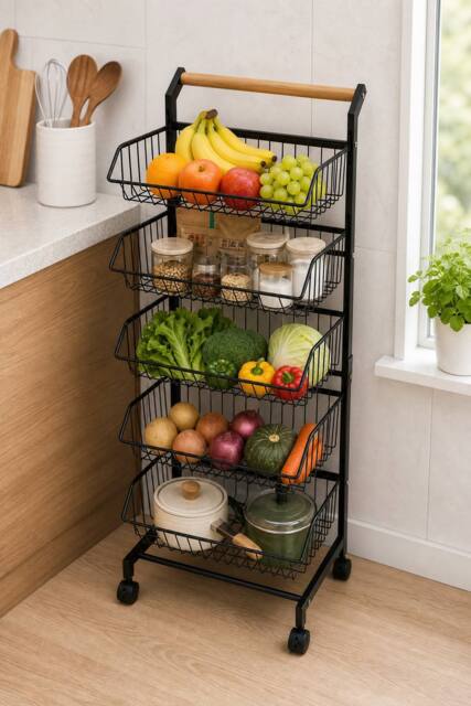 Garden Sanctuary 5-Tier Kitchen Trolley in Black - image 1
