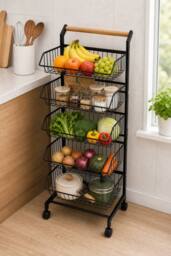 Garden Sanctuary 5-Tier Kitchen Trolley in Black - thumbnail 1