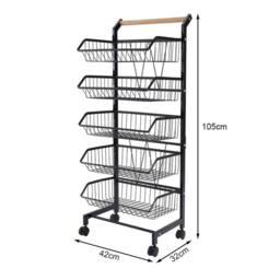 Garden Sanctuary 5-Tier Kitchen Trolley in Black - thumbnail 2