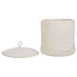Wyld and Coco Set of 2 Cotton Storage Baskets with Lids Off-White Striped in White - Size: Medium - thumbnail 5
