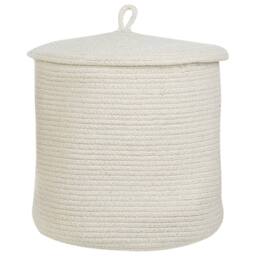 Wyld and Coco Set of 2 Cotton Storage Baskets with Lids Off-White Striped in White - Size: Medium - thumbnail 3
