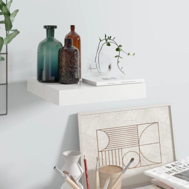 Berkfield Home Floating Wall Shelf High Gloss White 23x23.5x3.8 cm MDF - image 1