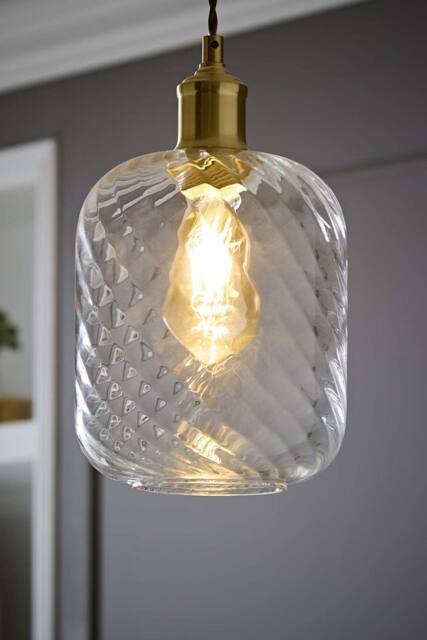 ValueLights Emery Clear Oval Swirled Glass Easy Fit Ceiling Lamp Shade - image 1