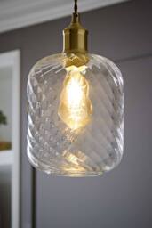 ValueLights Emery Clear Oval Swirled Glass Easy Fit Ceiling Lamp Shade - thumbnail 1