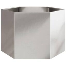 Berkfield Home Durable Garden Planter Hexagon 69x60x45 cm Stainless Steel in Silver - Size: 69 x 60 x 45 cm - thumbnail 3