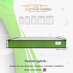 Twinkle Sleep 2FT6 Small Single Kids Mattress - Comfort, Support & Peaceful Sleep for Babies in Green - thumbnail 2