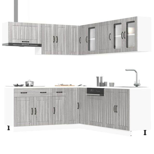 Berkfield Home 11 Piece Kitchen Cabinet Set Lucca Grey Sonoma Engineered Wood - image 1