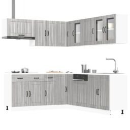 Berkfield Home 11 Piece Kitchen Cabinet Set Lucca Grey Sonoma Engineered Wood - thumbnail 1