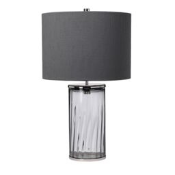 Netlighting Reno Table Lamp Metalwork Polished Nickel Smoked Glass in Grey