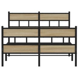 Berkfield Home Metal Bed Frame without Mattress Sonoma Oak 120x190 cm Small Double in Brown - thumbnail 4
