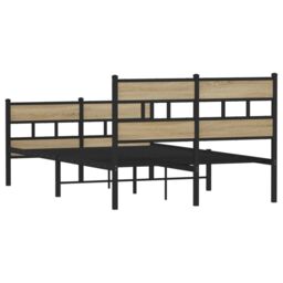 Berkfield Home Metal Bed Frame without Mattress Sonoma Oak 120x190 cm Small Double in Brown - thumbnail 6