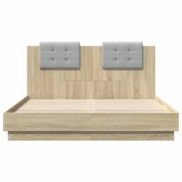 Berkfield Home Bed Frame with LED without Mattress Sonoma Oak 120x200 cm in Brown - Size: Small Double - thumbnail 6