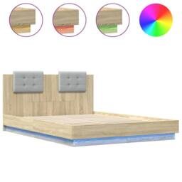 Berkfield Home Bed Frame with LED without Mattress Sonoma Oak 120x200 cm in Brown - Size: Small Double - thumbnail 1