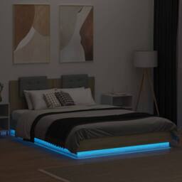 Berkfield Home Bed Frame with LED without Mattress Sonoma Oak 120x200 cm in Brown - Size: Small Double - thumbnail 4