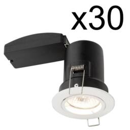 First Choice Lighting Set of 30 Fire Rated Downlights - White Fixed GU10 Recessed Downlights - thumbnail 2