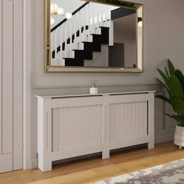 FWStyle Vertical Slat X-Large White Radiator Cover (H) 82.3 (W) 172cm (D) 19cm - image 1